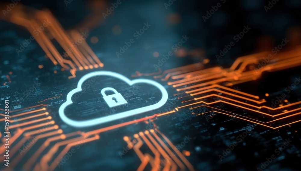 Poster secure cloud technology with circuit board design