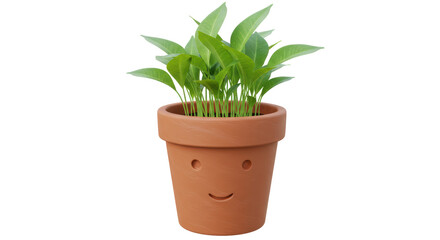 Isolated Potted Plant with Smiley Face