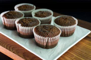 Chocolate muffins (Craving cake).Dessert. Food.