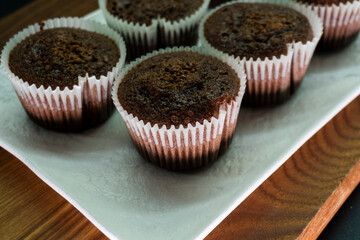 Chocolate muffins (Craving cake).Dessert. Food.