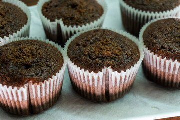 Chocolate muffins (Craving cake).Dessert. Food.