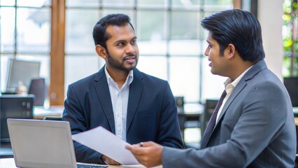 Indian Business Colleagues in Team Meeting Discussing Plans in Modern Office
