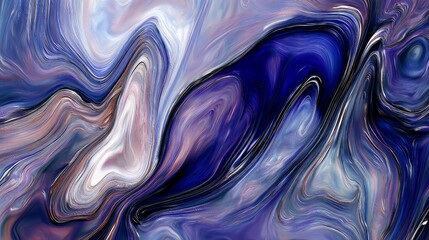 Dynamic Abstract Fluid Art with Metallic Accents in Shades of Blue Purple and Gold