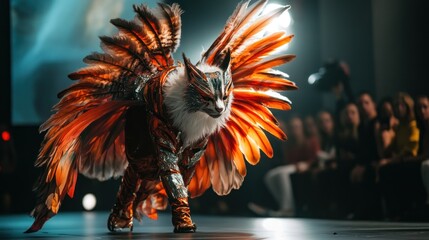 Feline Fashion Show - Majestic Cat in Elaborate Costume