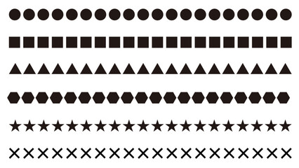 ウェブページ、ホームページ等に使える黒のシンプルなデザインの色々な形の境界線、仕切り線のベクター・イラストのコレクヨン