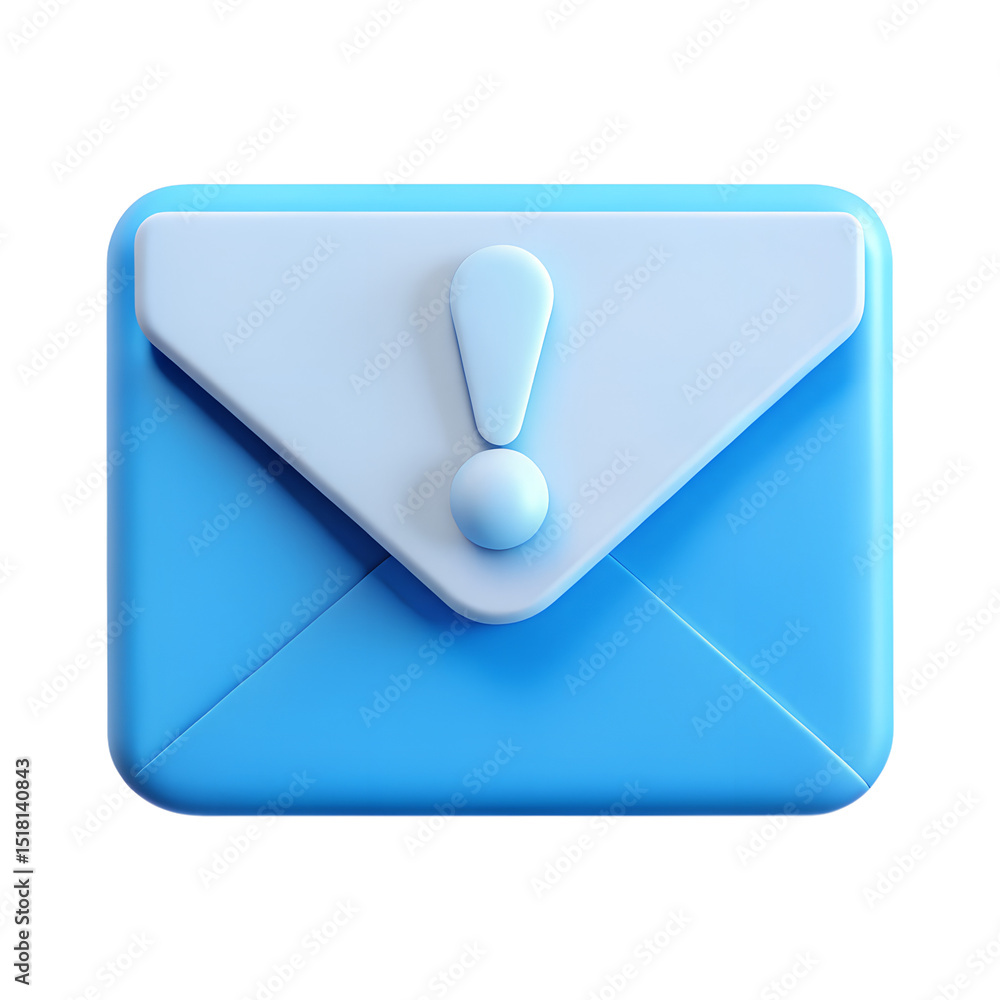 Poster blue shiny round warning symbol button with an exclamation mark