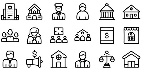 Business and finance icons isolated on white background