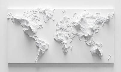 Elevated white world map