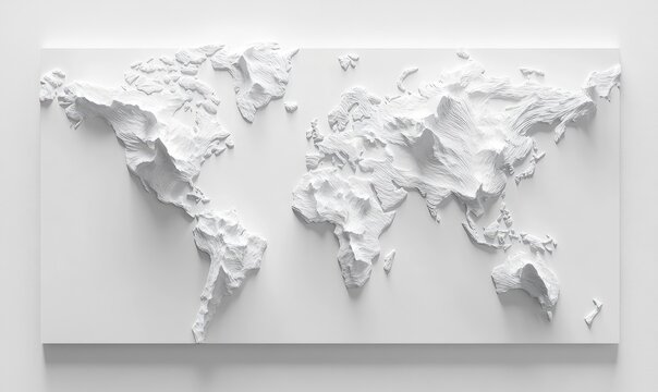 Elevated white world map