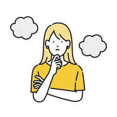 イラスト素材：考える女性のイラスト