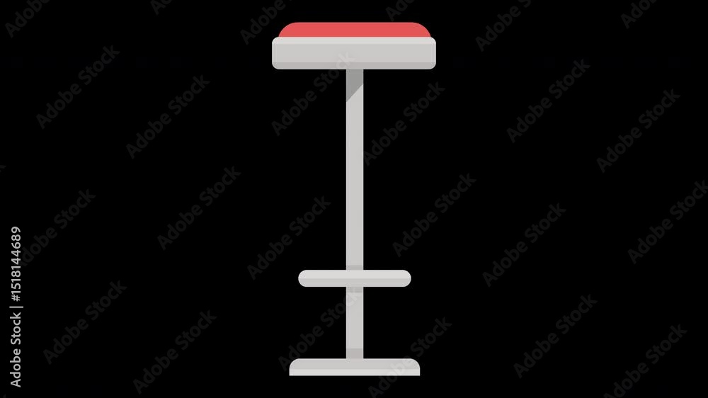 Poster isolated bar stool, minimalist design element on a transparent background