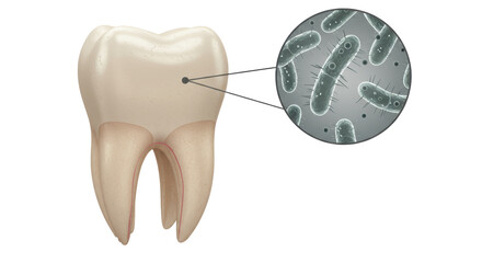 Isolated Tooth with Bacteria Magnification