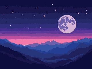 moon over the mountains