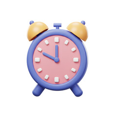 Adorable 3D Render of a Pastel-Colored Alarm Clock Indicating Time