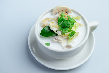 Authentic Thai Tom Kha Coconut Soup with Chicken and Herbs