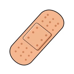 Cartoon band aid adhesive plaster isolated on white background