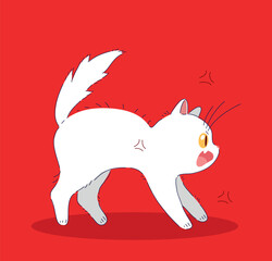 An animated white cat with charming features and lively gestures that capture attention
