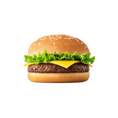 Delicious cheeseburger isolated on transparent background