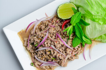 Thai Larb Salad with Minced Pork, Red Onion, and Fresh Herbs