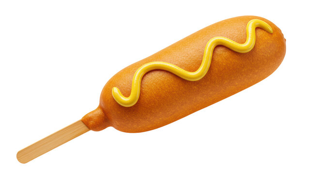 Isolated Corn Dog with Mustard