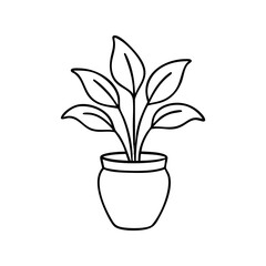 Potted Indoor Plant Line Icon