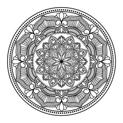 Mandala coloring book for adult ,black and white, vector illustration,outline,background,ethnic,fabric, Tattoo,Mandala Line Drawing with Mystic Tribal Decorations,floral
