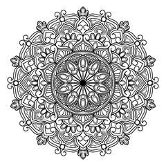 Mandala coloring book for adult ,black and white, vector illustration,outline,background,ethnic,fabric, Tattoo,Mandala Line Drawing with Mystic Tribal Decorations,floral