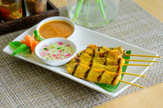 Thai Grilled Chicken Skewers with Dipping Sauces