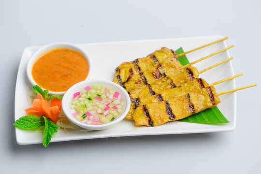 Thai Grilled Chicken Skewers with Dipping Sauces