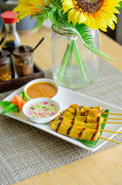 Thai Grilled Chicken Skewers with Dipping Sauces