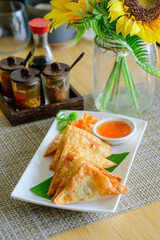 Thai Fried Wontons with Sweet Chili Sauce