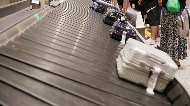 wait for one's personal baggage at the airport
