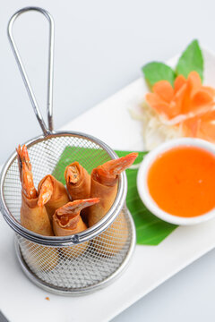 Thai Fried Shrimp Spring Rolls with Sweet Chili Sauce