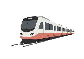 Fototapeta premium Modern Commuter Train on Tracks, Efficient Public Transportation System