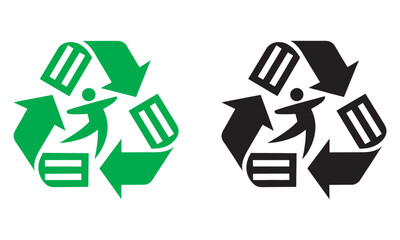 Obraz premium Recycling Symbol with Person Icon, Eco-Friendly Waste Management, friendly waste management and environmental responsibility