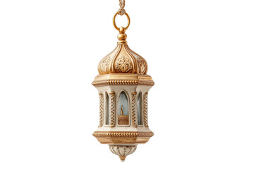 Fototapeta premium PNG Elegant ornate gold and white lantern with arabic design