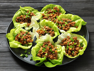 Fresh and Crispy Ground Chicken lettuce wraps