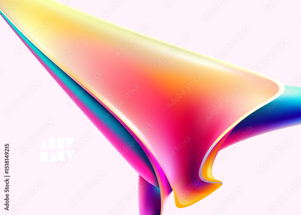 Poster abstract liquid holographic gradient shape on white background. 3d vector design element.