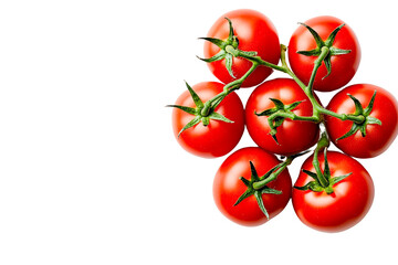 Vine ripe red tomatoes cluster isolated on transparent PNG
