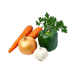 Fresh vegetables group isolated on transparent background