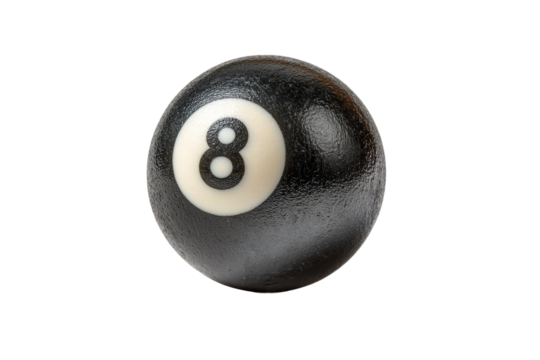PNG Close-up of black eight ball on black background