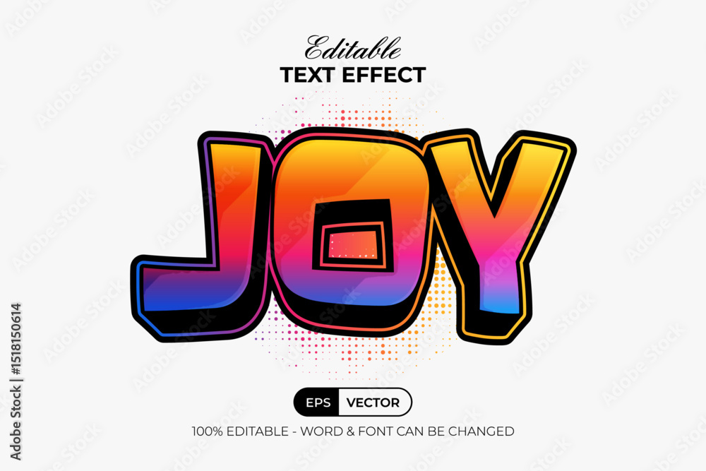 Aufkleber joy editable text effect gradient 3d style.