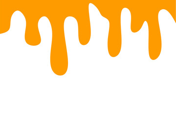A flat-style vector illustration featuring orange liquid dripping from the top, resembling sauce, honey, cheese liquid, or another gourmet sweet fluid.