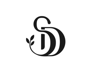 SD line letter leaf initial logo icon symbol design template illustration inspiration