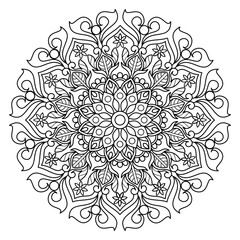 Mandala coloring book for adult ,black and white, vector illustration,outline,Line Art Mandala in Minimal Geometric Circle Form