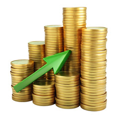 Golden coin stacks symbolizing financial growth and successful investments
