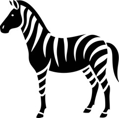 Standing zebra icon in vector format. Great for zoo branding, animal guides, or conservation awareness graphics.