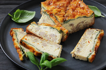 Sausage Cheesy Egg breakfast casserole, top view