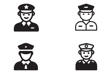 Police icon silhouette vector illustration on white background