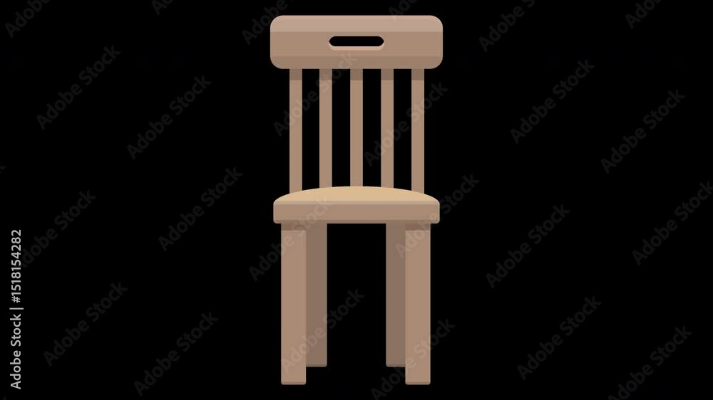 Poster animated vector graphics of a simple wooden chair on a transparent background